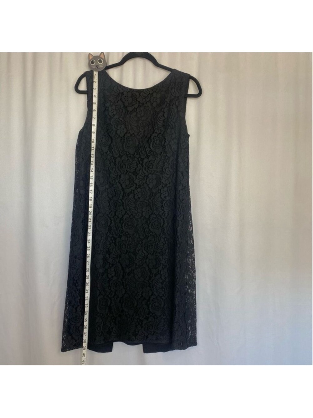 Vintage 60s 50s Black Dress Lace Overlay Sleeveless Bow Union Made Cocktail SZ S - Picture 10 of 13